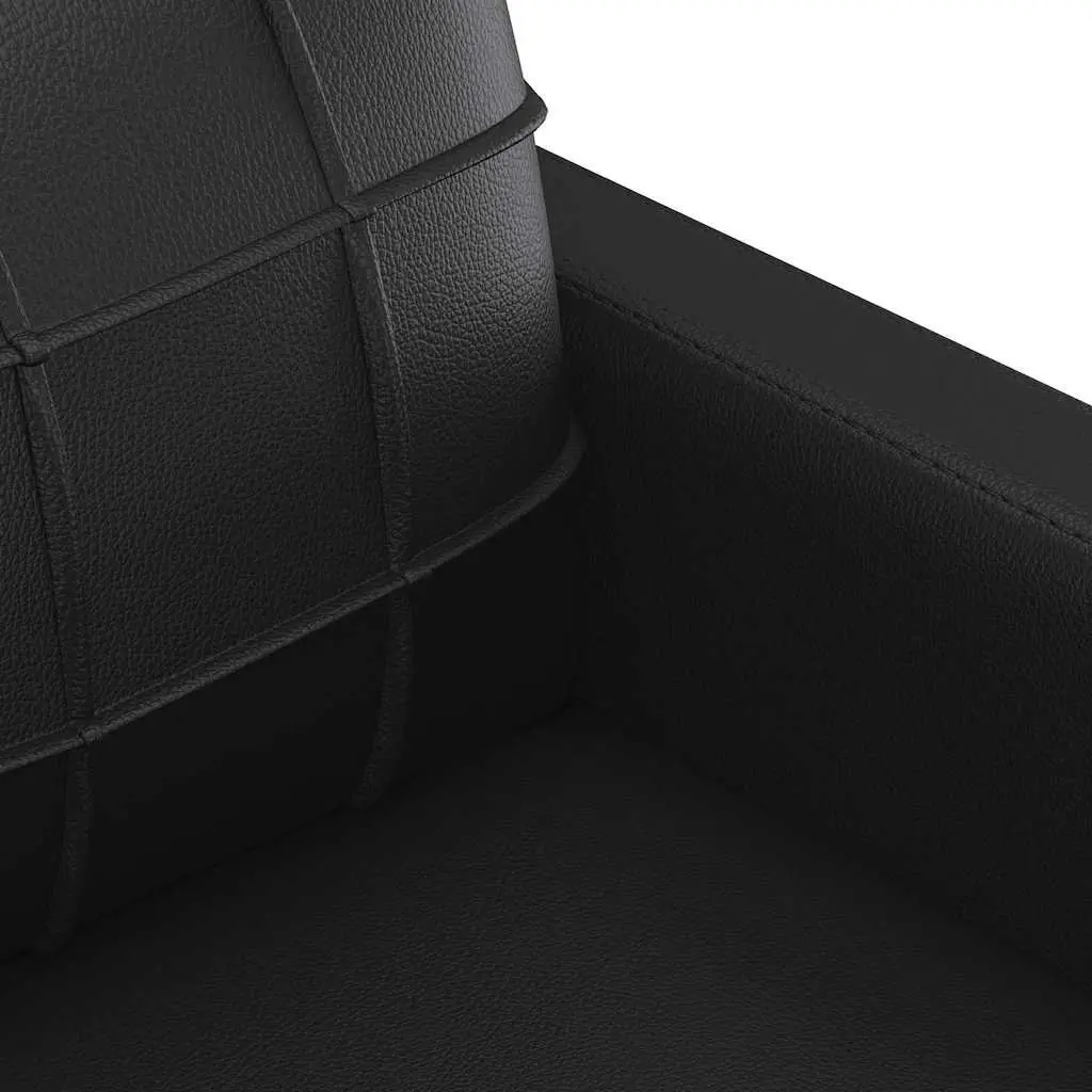 2-Seater Sofa Black 140cm Modern Faux Leather Couch