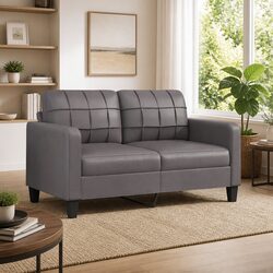 Grey 2-Seater Sofa 140cm - Modern Lounge Couch