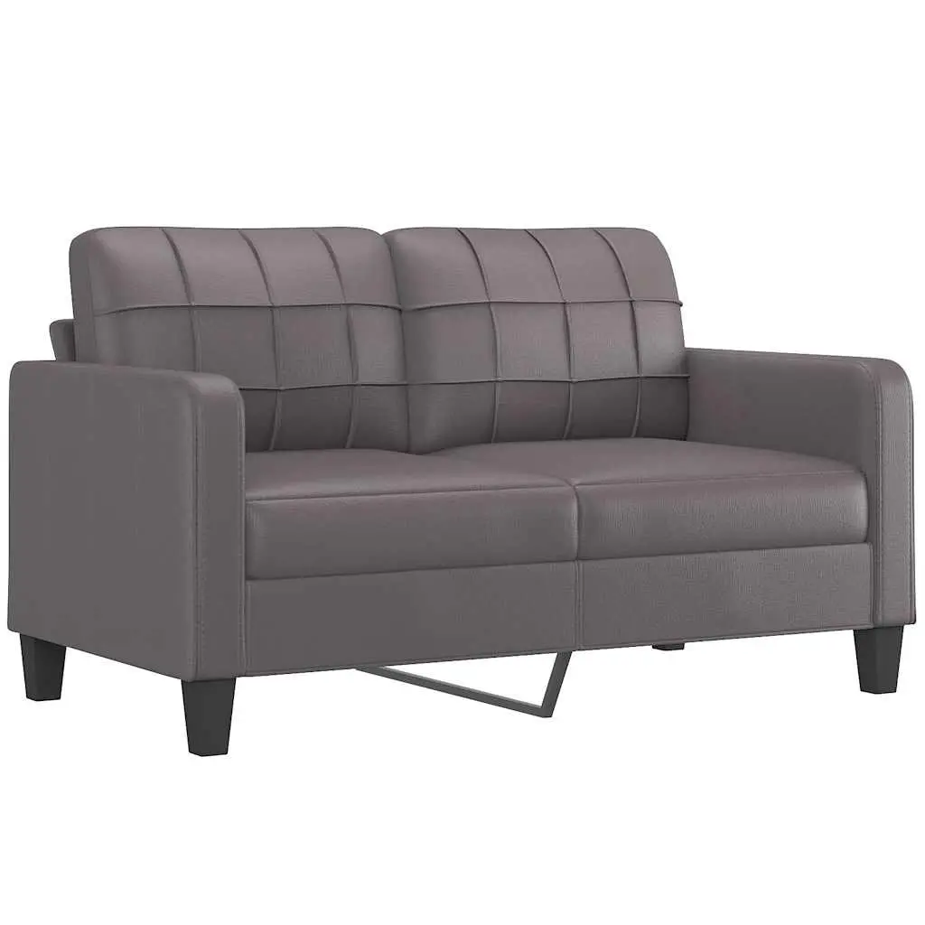 2-Seater Sofa Grey 140cm Lounge Couch Modern Living Room Faux Leather Furniture