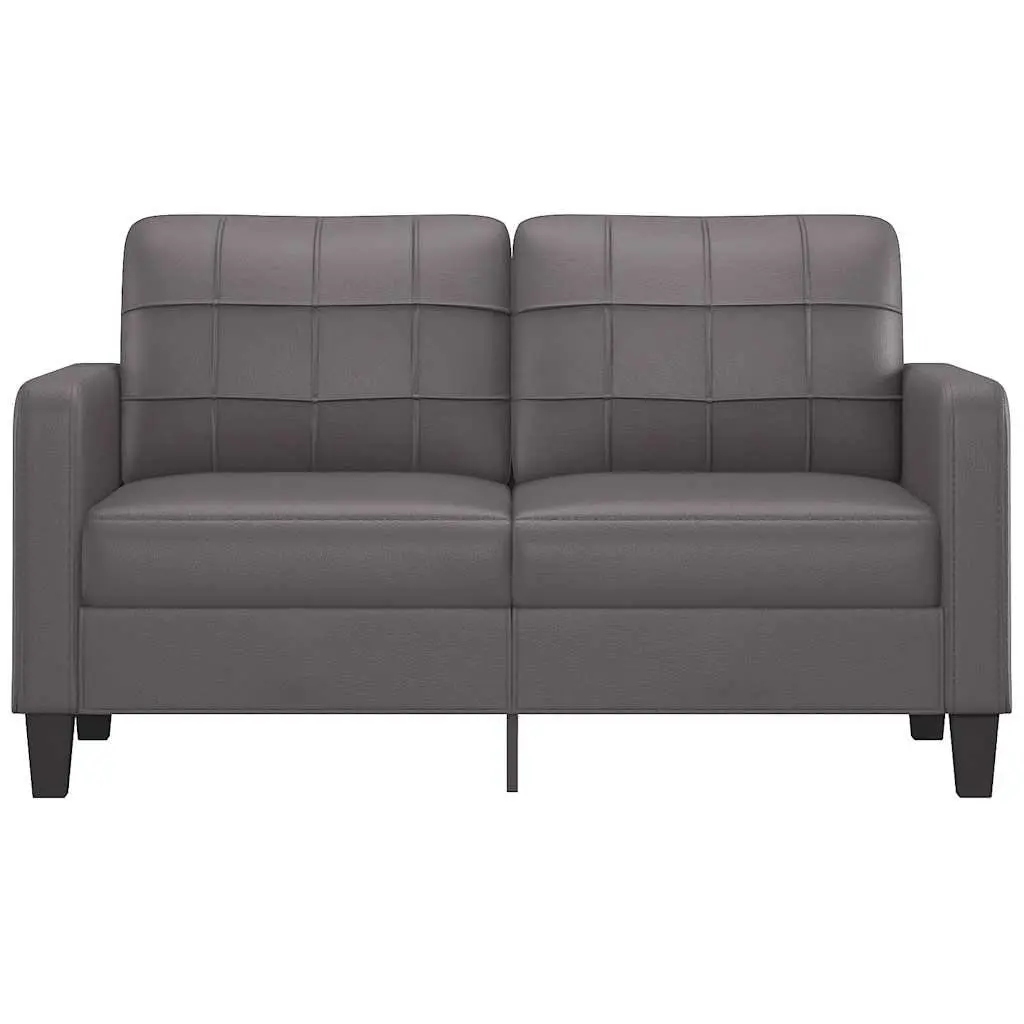 2-Seater Sofa Grey 140cm Lounge Couch Modern Living Room Faux Leather Furniture