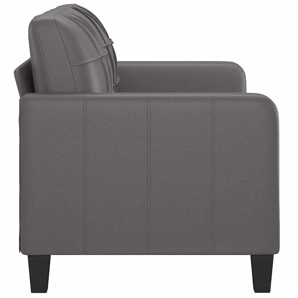 2-Seater Sofa Grey 140cm Lounge Couch Modern Living Room Faux Leather Furniture