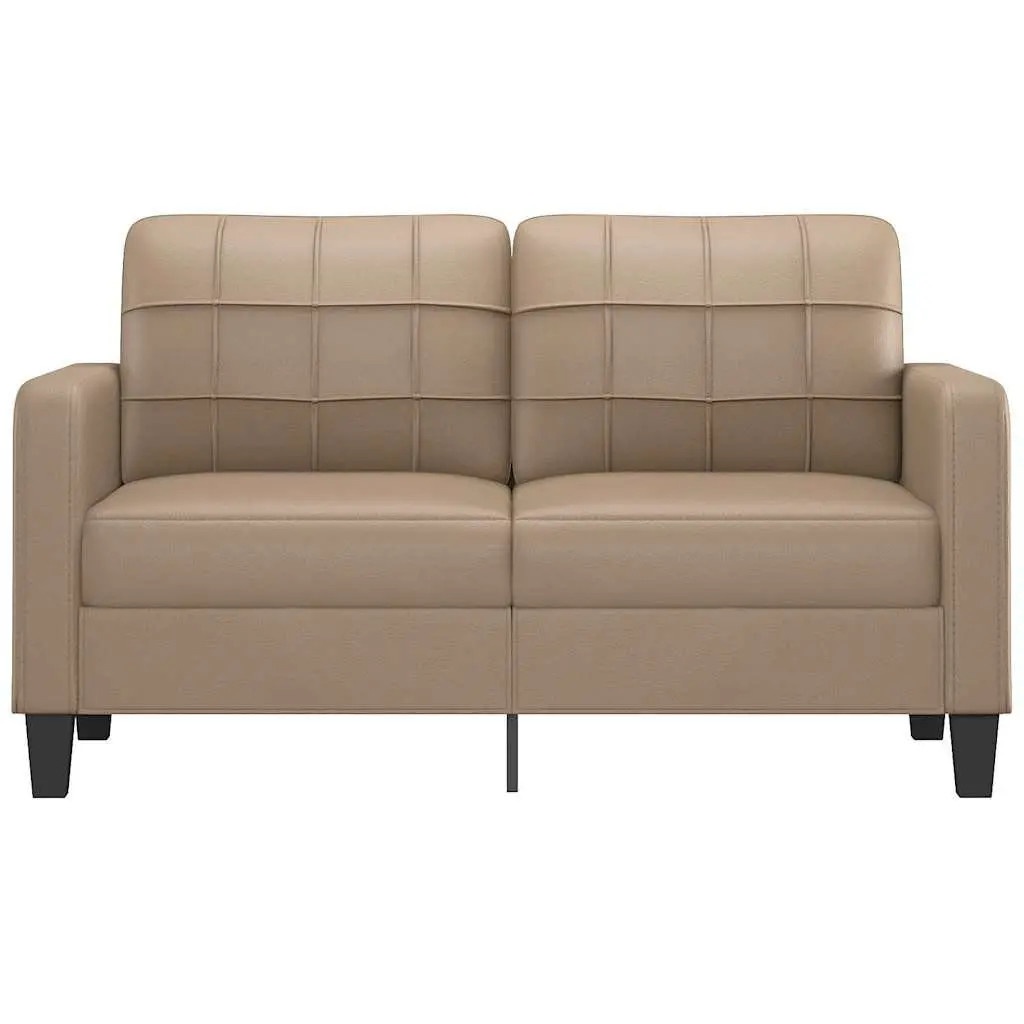 2-Seater Sofa Brown Faux Leather 140cm Modern Metal Frame