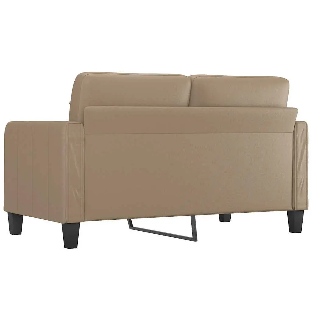 2-Seater Sofa Brown Faux Leather 140cm Modern Metal Frame