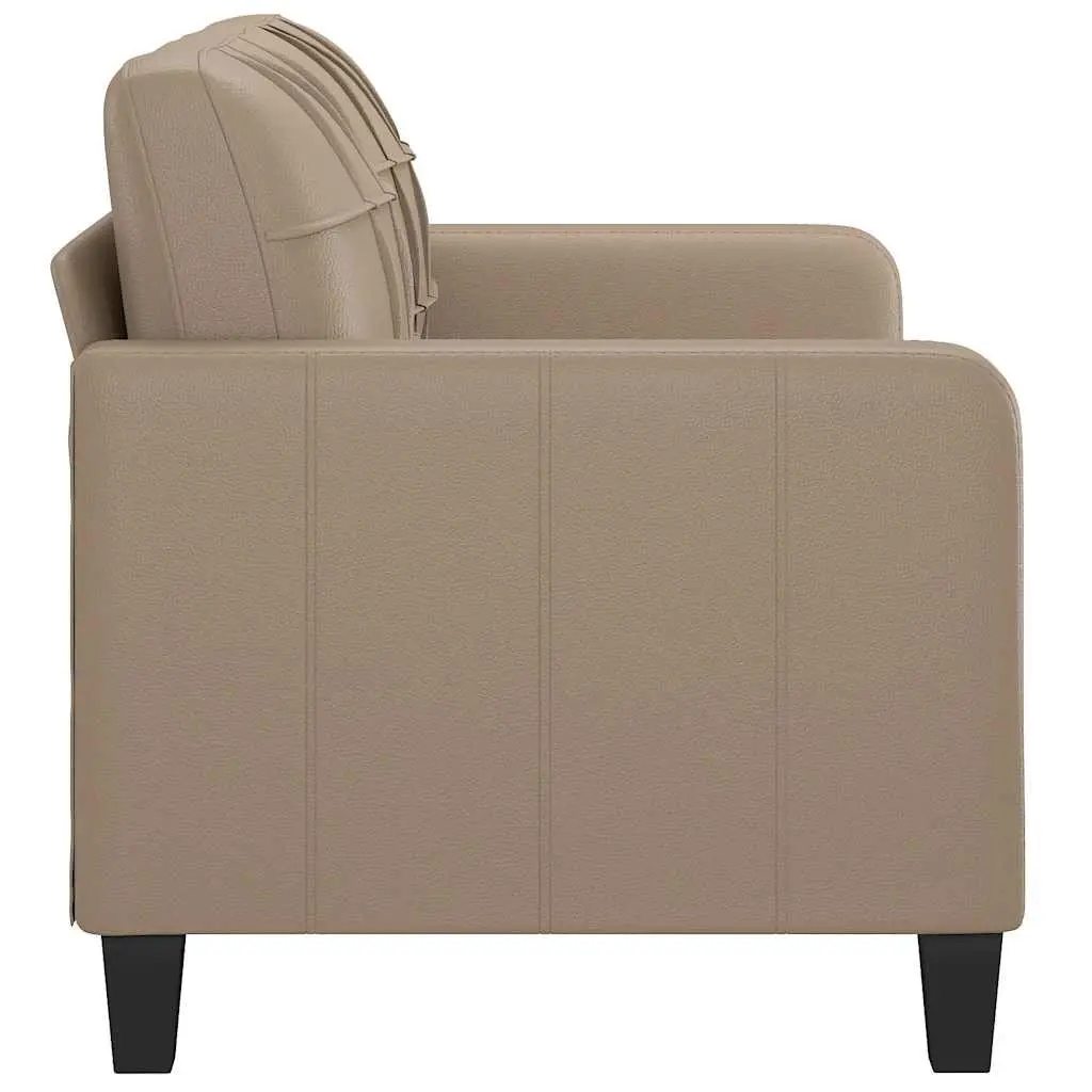 2-Seater Sofa Brown Faux Leather 140cm Modern Metal Frame