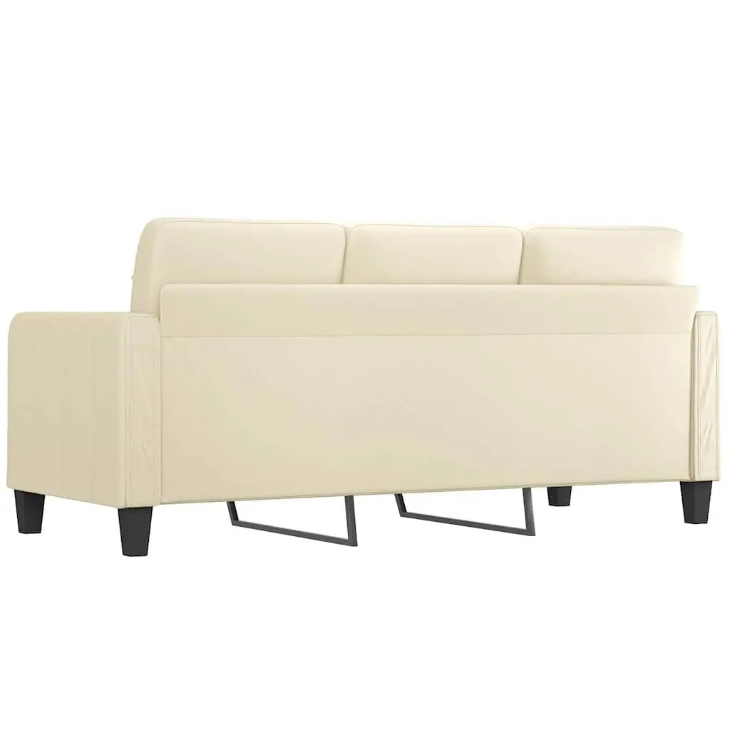 3 Seat Cream Lounge Sofa Modern Faux Leather Furniture 180cm