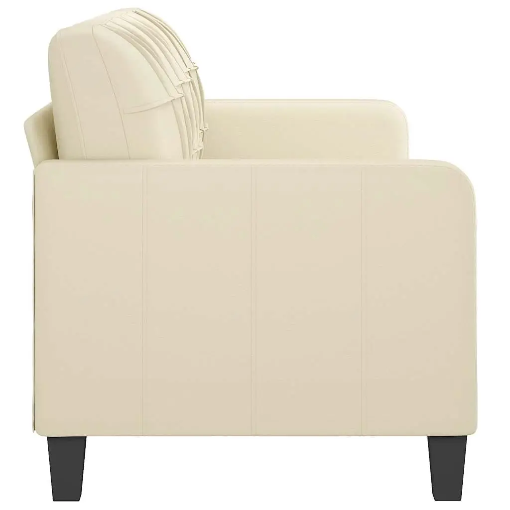 3 Seat Cream Lounge Sofa Modern Faux Leather Furniture 180cm