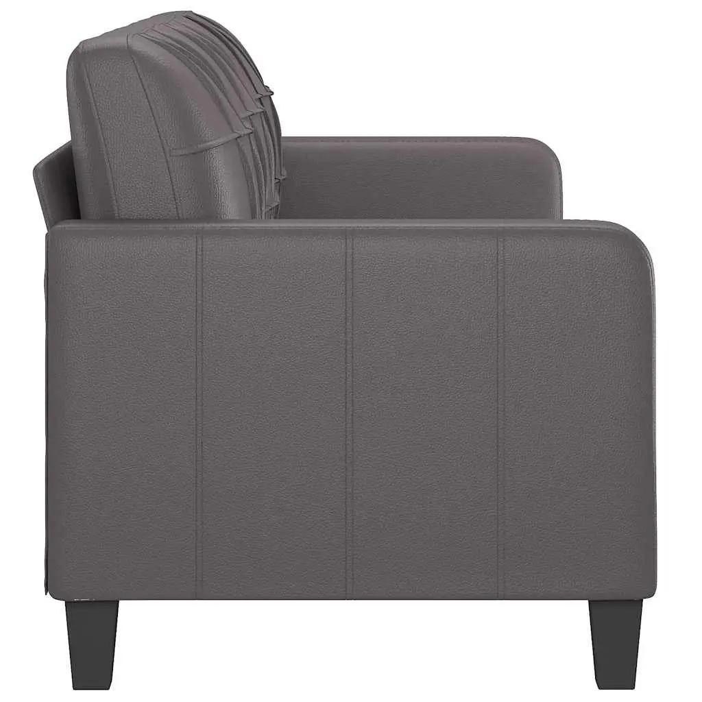 3-Seater Sofa Faux Leather Grey 180cm Living Room Couch with Thick Padding and Sturdy Metal Frame