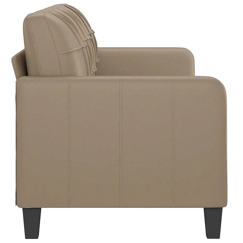 3-Seater Sofa Brown Faux Leather 180cm Metal Frame