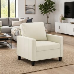 Cream Faux Leather Armchair for Modern Living Spaces