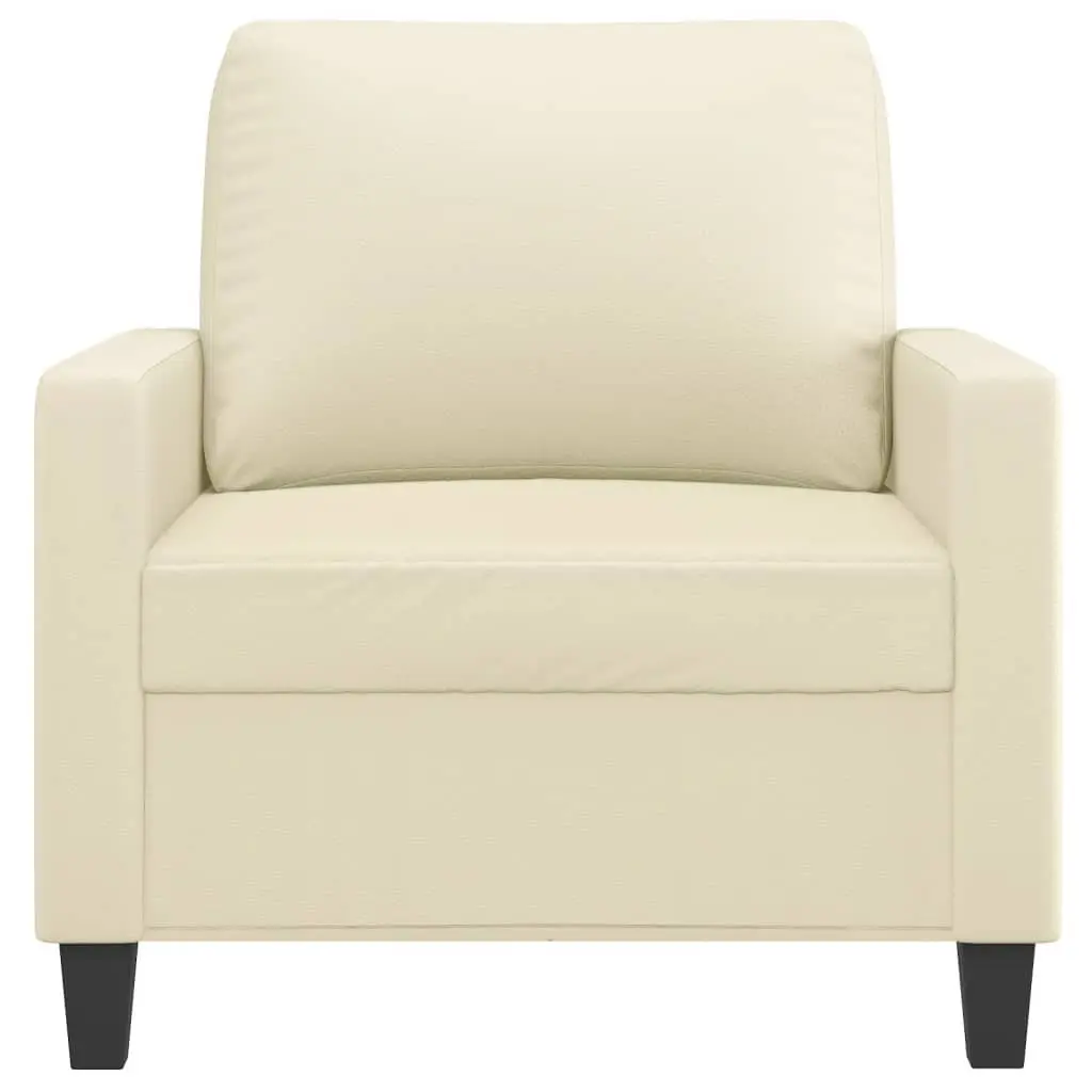 Sofa Chair Cream Faux Leather Armchair Modern Living Room Seating Furniture