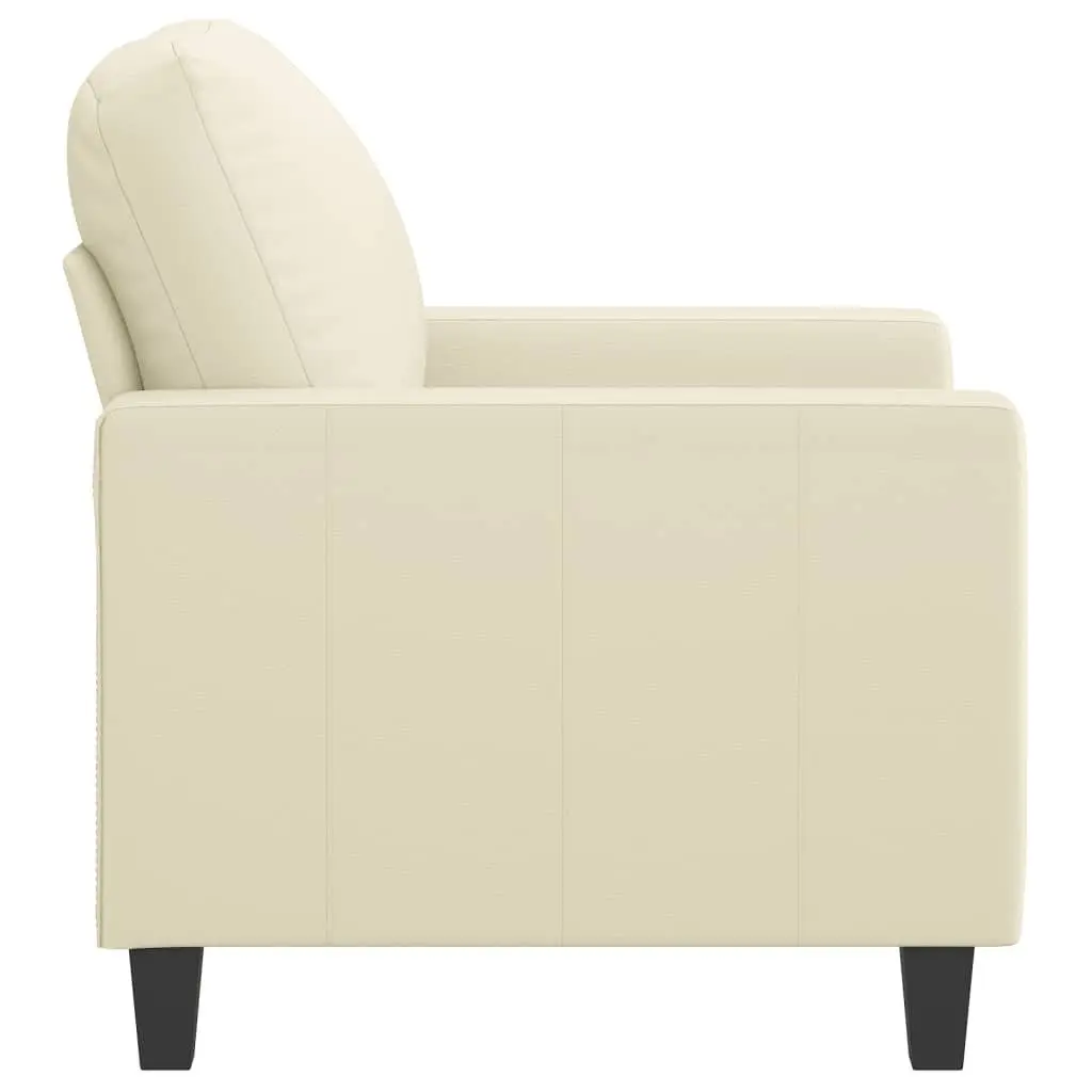 Sofa Chair Cream Faux Leather Armchair Modern Living Room Seating Furniture