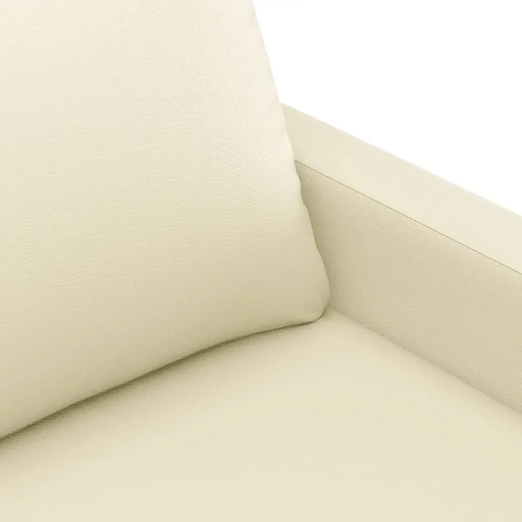 Sofa Chair Cream Faux Leather Armchair Modern Living Room Seating Furniture