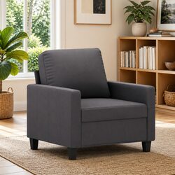 Grey Faux Leather Sofa Chair 60cm for Relaxation