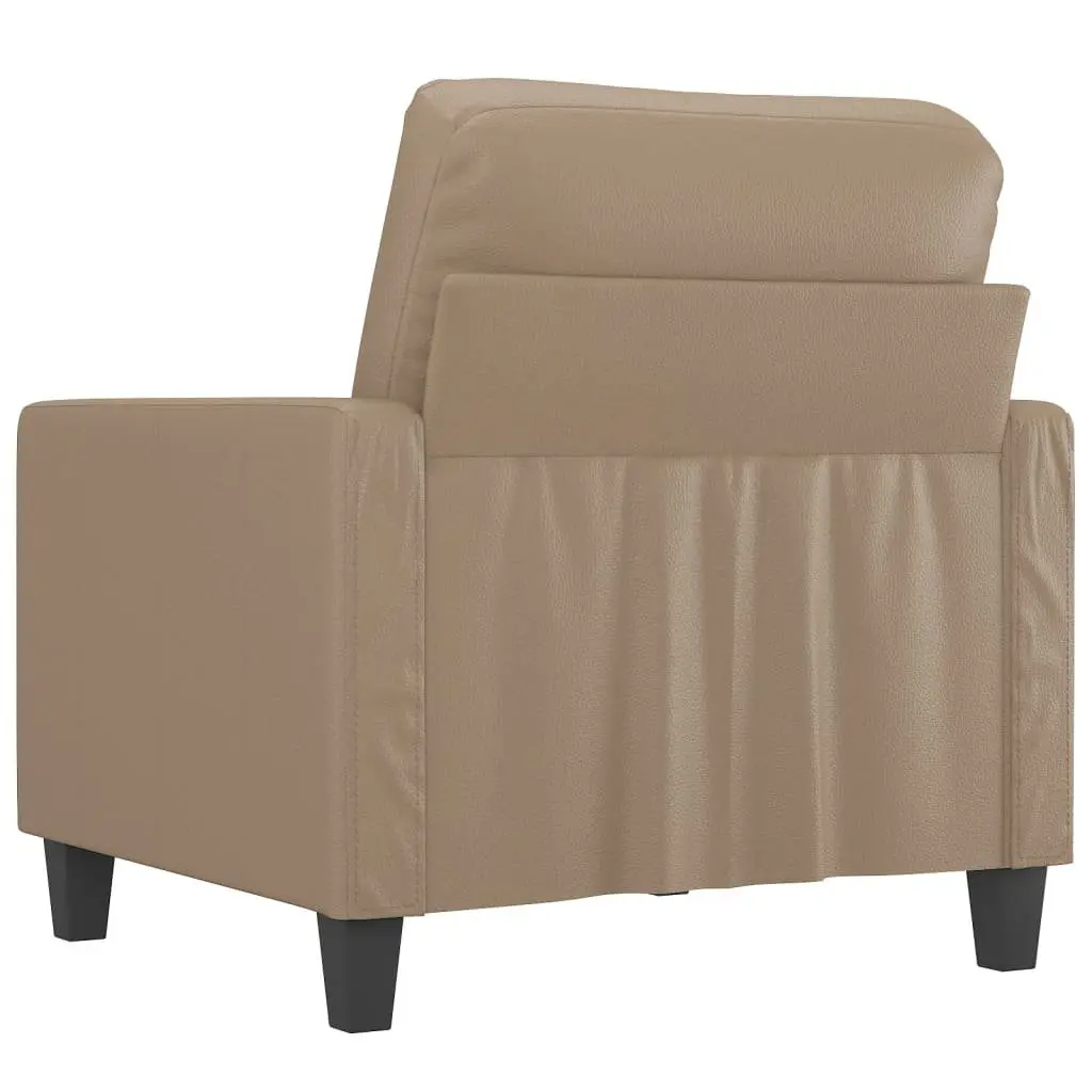 Sofa Chair Brown Faux Leather Armchair Living Room Furniture Comfortable Padded