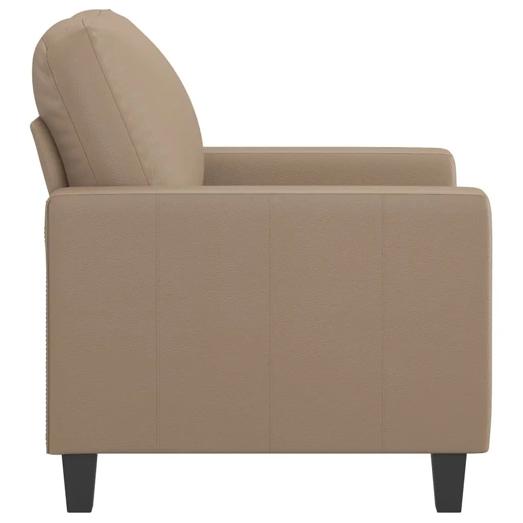 Sofa Chair Brown Faux Leather Armchair Living Room Furniture Comfortable Padded