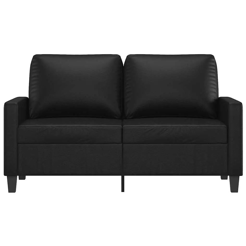 2-Seater Sofa Black 120cm Modern Faux Leather Couch