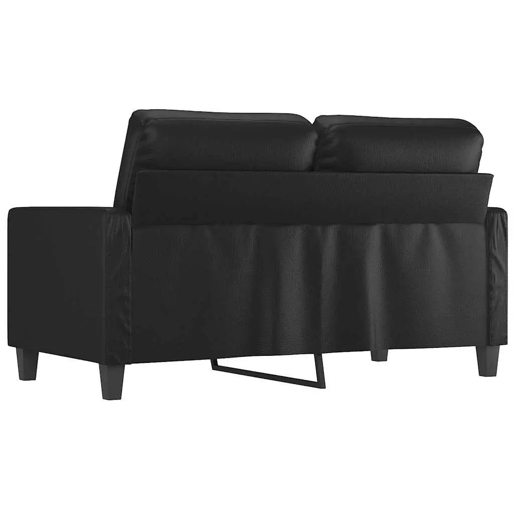 2-Seater Sofa Black 120cm Modern Faux Leather Couch