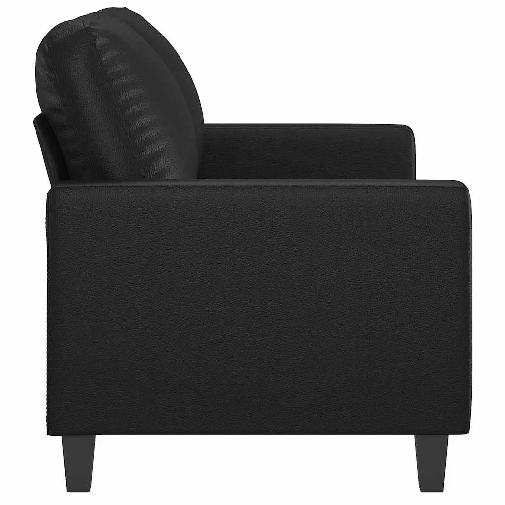 2-Seater Sofa Black 120cm Modern Faux Leather Couch