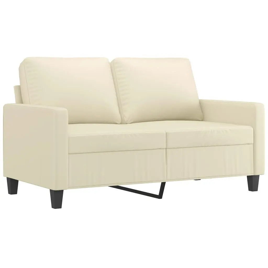 2-Seater Sofa Cream Modern Faux Leather Living Room Couch
