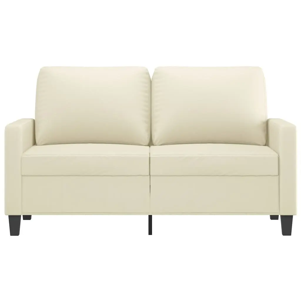2-Seater Sofa Cream Modern Faux Leather Living Room Couch