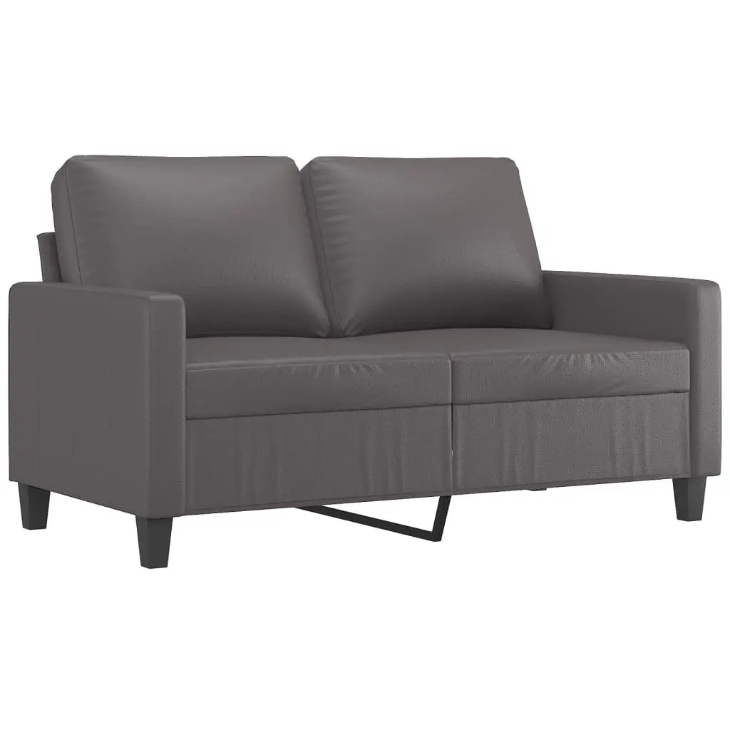 Grey 120cm Modern Faux Leather 2-Seater Sofa Furniture Metal Frame Couch