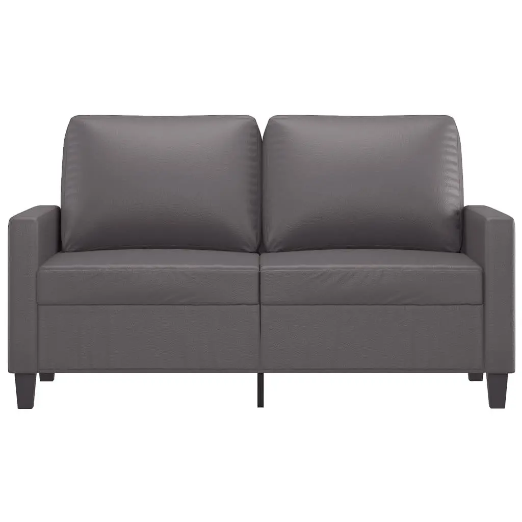 Grey 120cm Modern Faux Leather 2-Seater Sofa Furniture Metal Frame Couch
