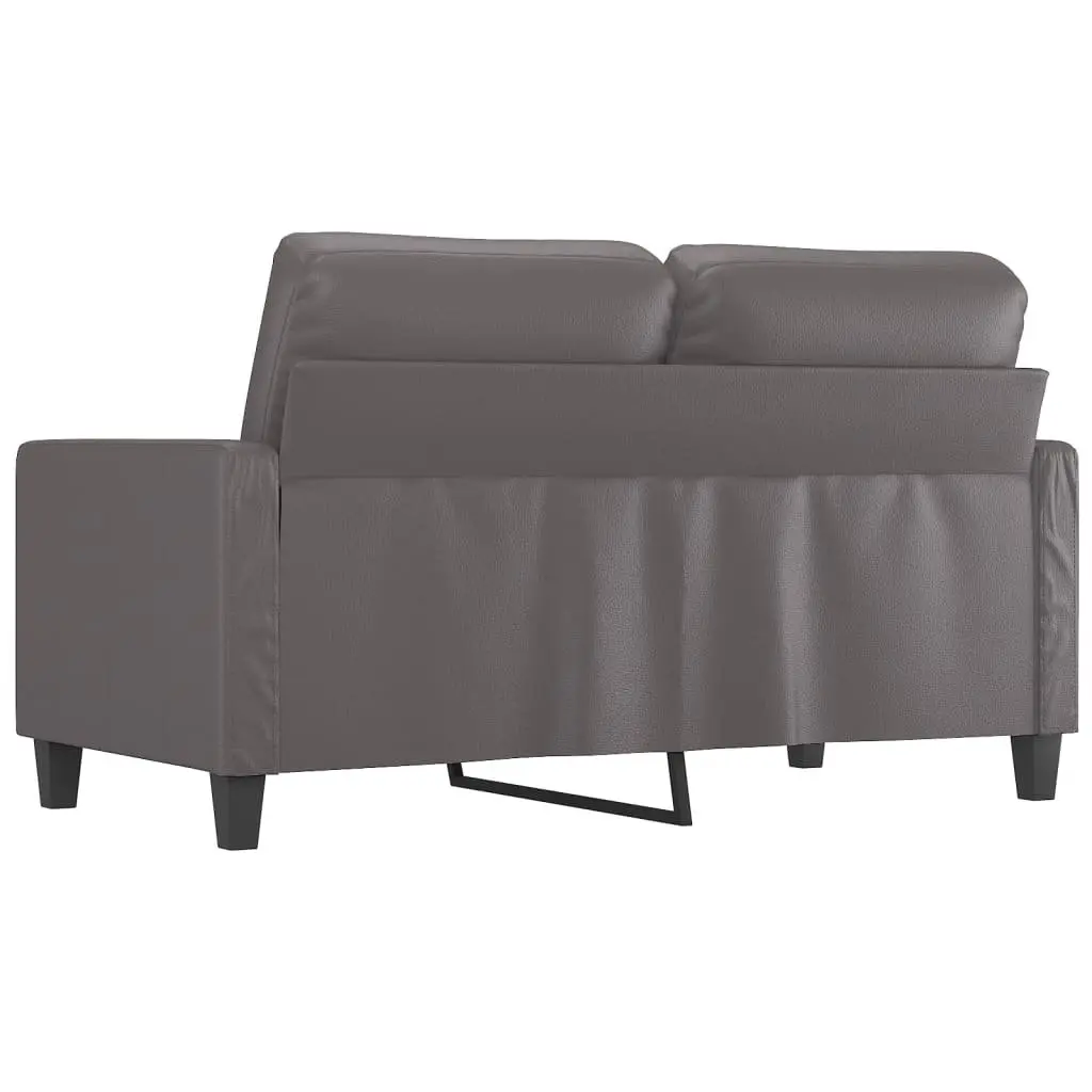 Grey 120cm Modern Faux Leather 2-Seater Sofa Furniture Metal Frame Couch