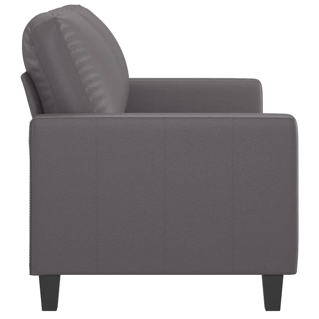Grey 120cm Modern Faux Leather 2-Seater Sofa Furniture Metal Frame Couch