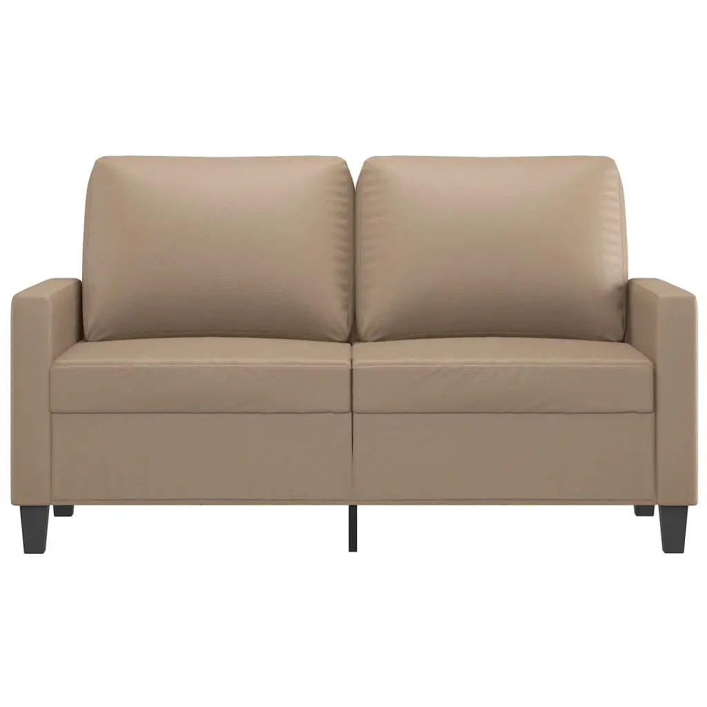 2-Seater Sofa Brown Faux Leather Modern 120cm Metal Frame