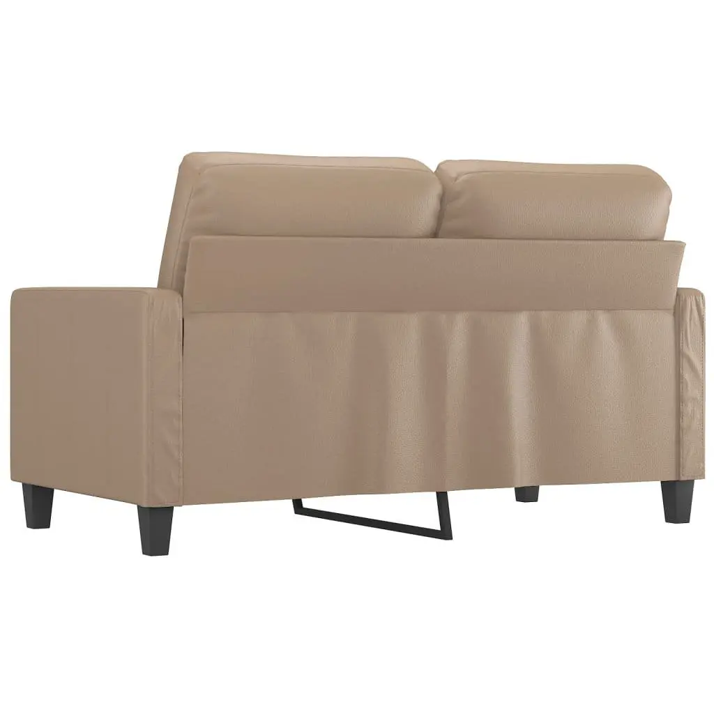 2-Seater Sofa Brown Faux Leather Modern 120cm Metal Frame