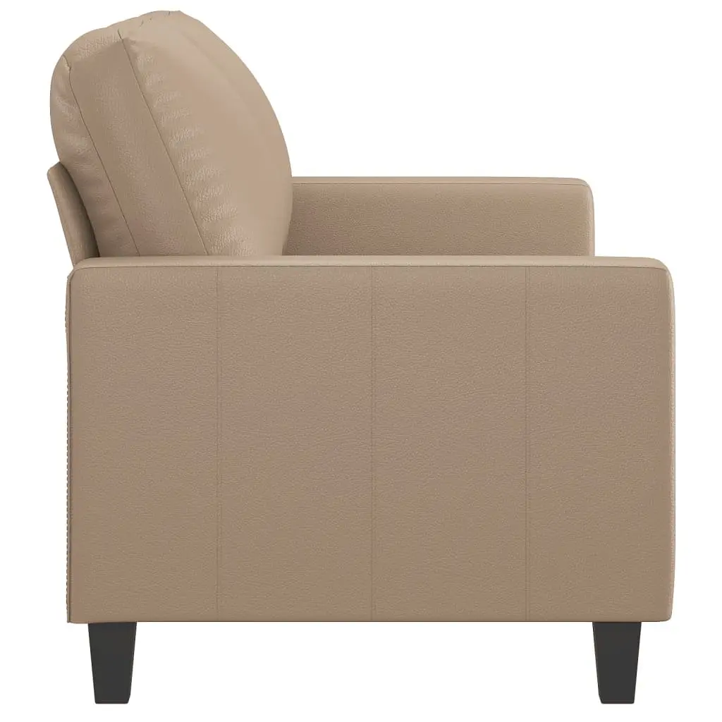 2-Seater Sofa Brown Faux Leather Modern 120cm Metal Frame