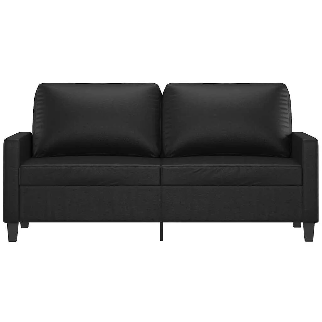 2-Seater Sofa Black 140cm Modern Couch Faux Leather