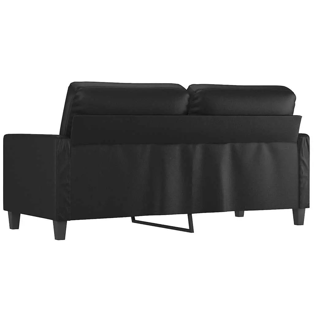 2-Seater Sofa Black 140cm Modern Couch Faux Leather