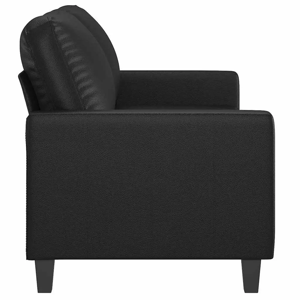 2-Seater Sofa Black 140cm Modern Couch Faux Leather