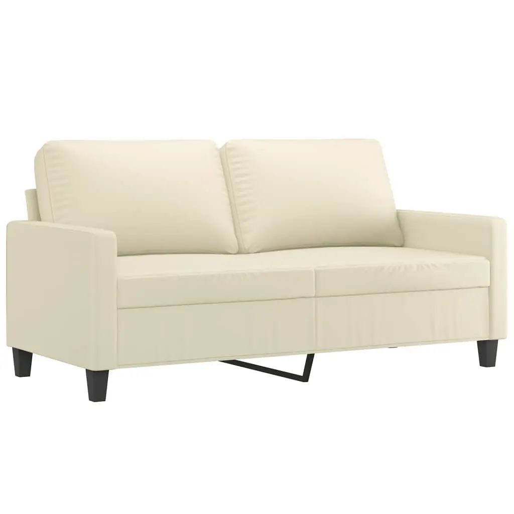 2-Seater Sofa 140cm Cream Faux Leather Couch Living Room Furniture Modern Design