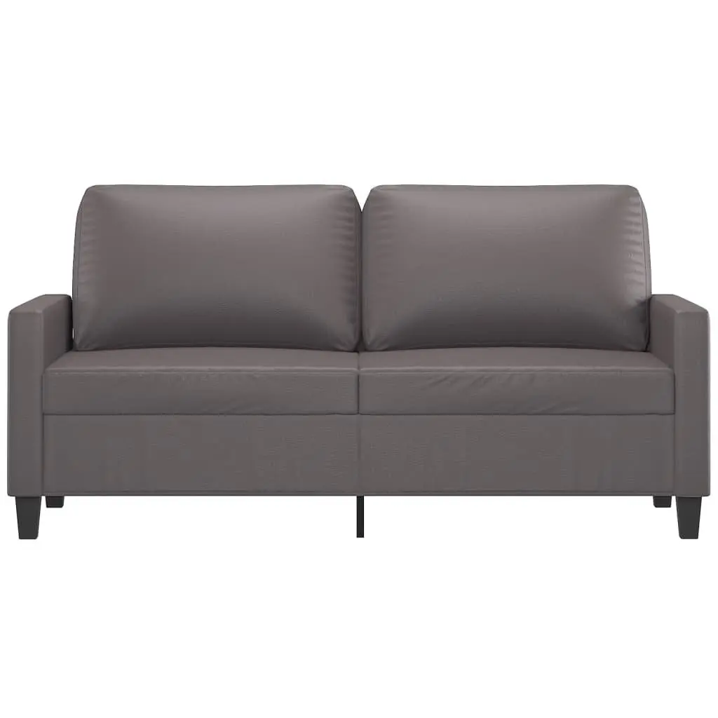 2-Seater Sofa Grey 140cm Modern Faux Leather Upholstered Couch