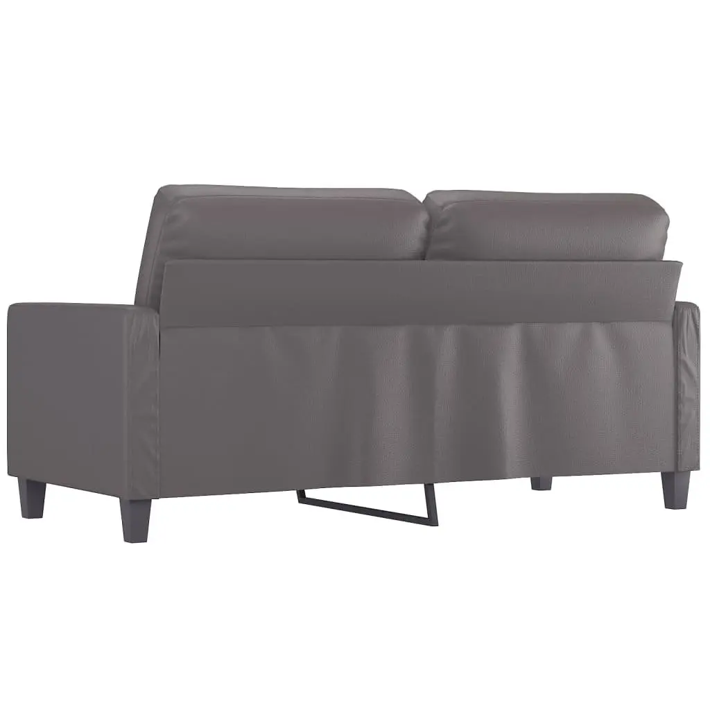 2-Seater Sofa Grey 140cm Modern Faux Leather Upholstered Couch