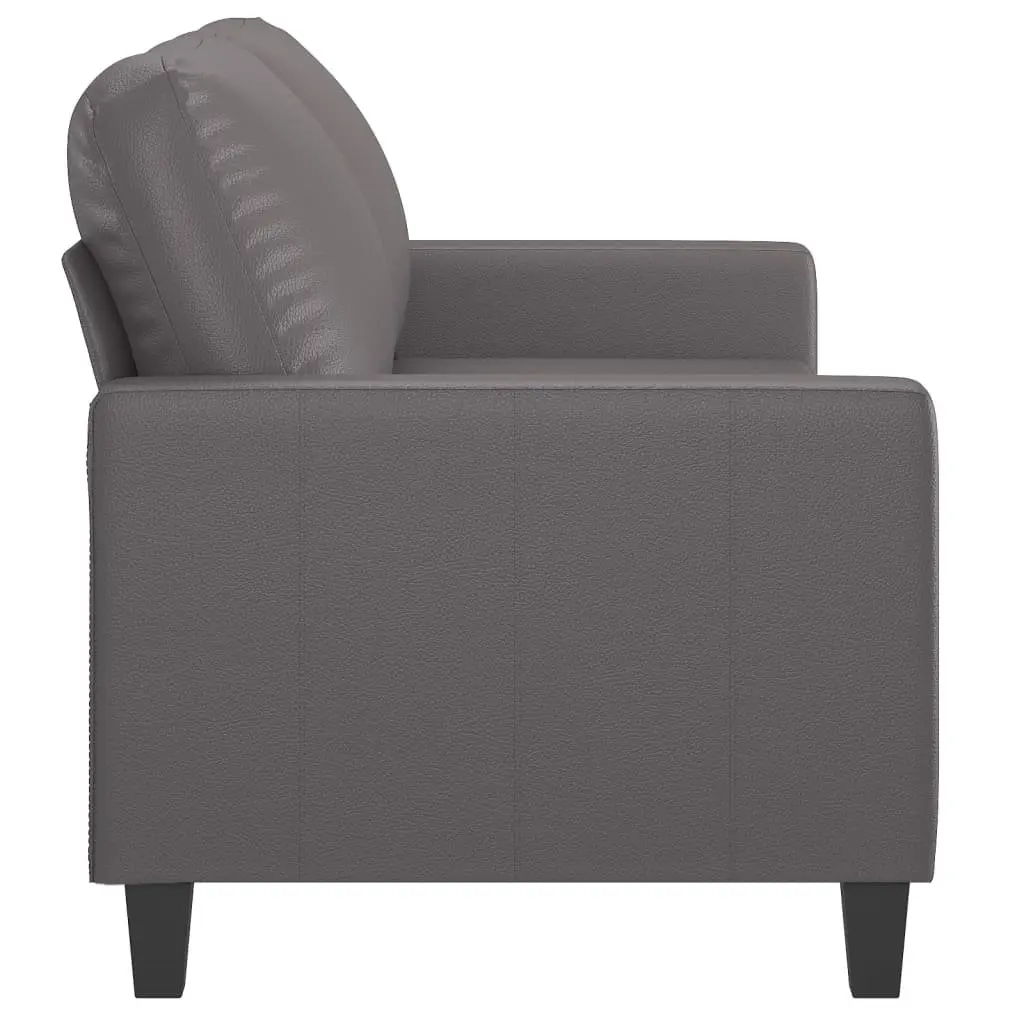 2-Seater Sofa Grey 140cm Modern Faux Leather Upholstered Couch