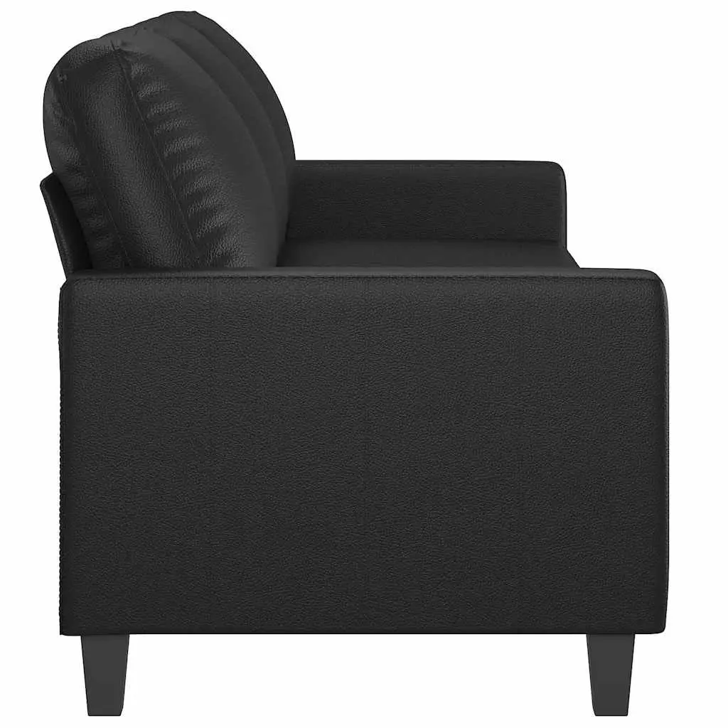 3-Seater Sofa Black 180cm Faux Leather Modern Lounge Couch