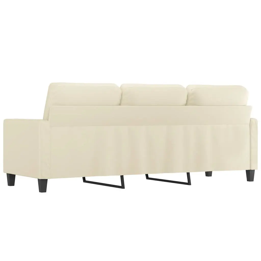 3 Seater Sofa Cream Faux Leather 180cm Modern Lounge Couch Living Room Furniture
