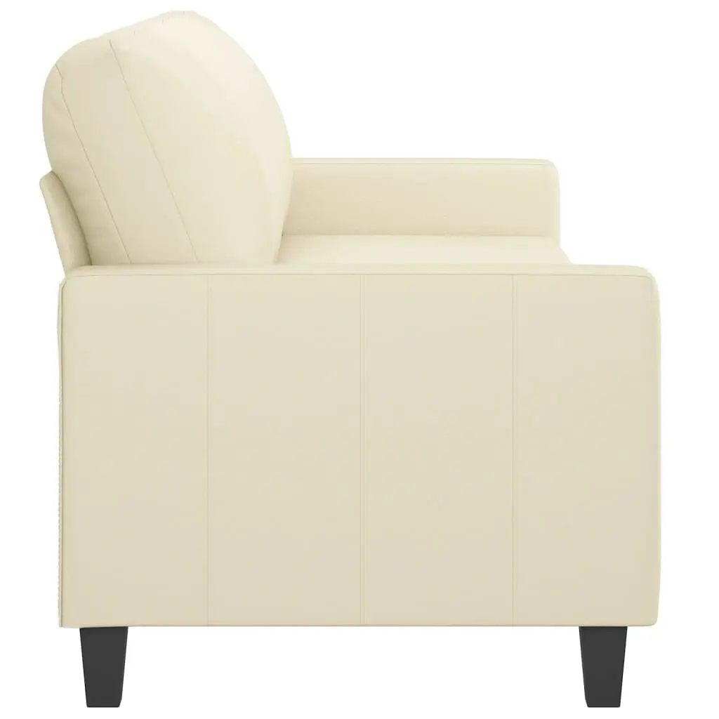 3 Seater Sofa Cream Faux Leather 180cm Modern Lounge Couch Living Room Furniture