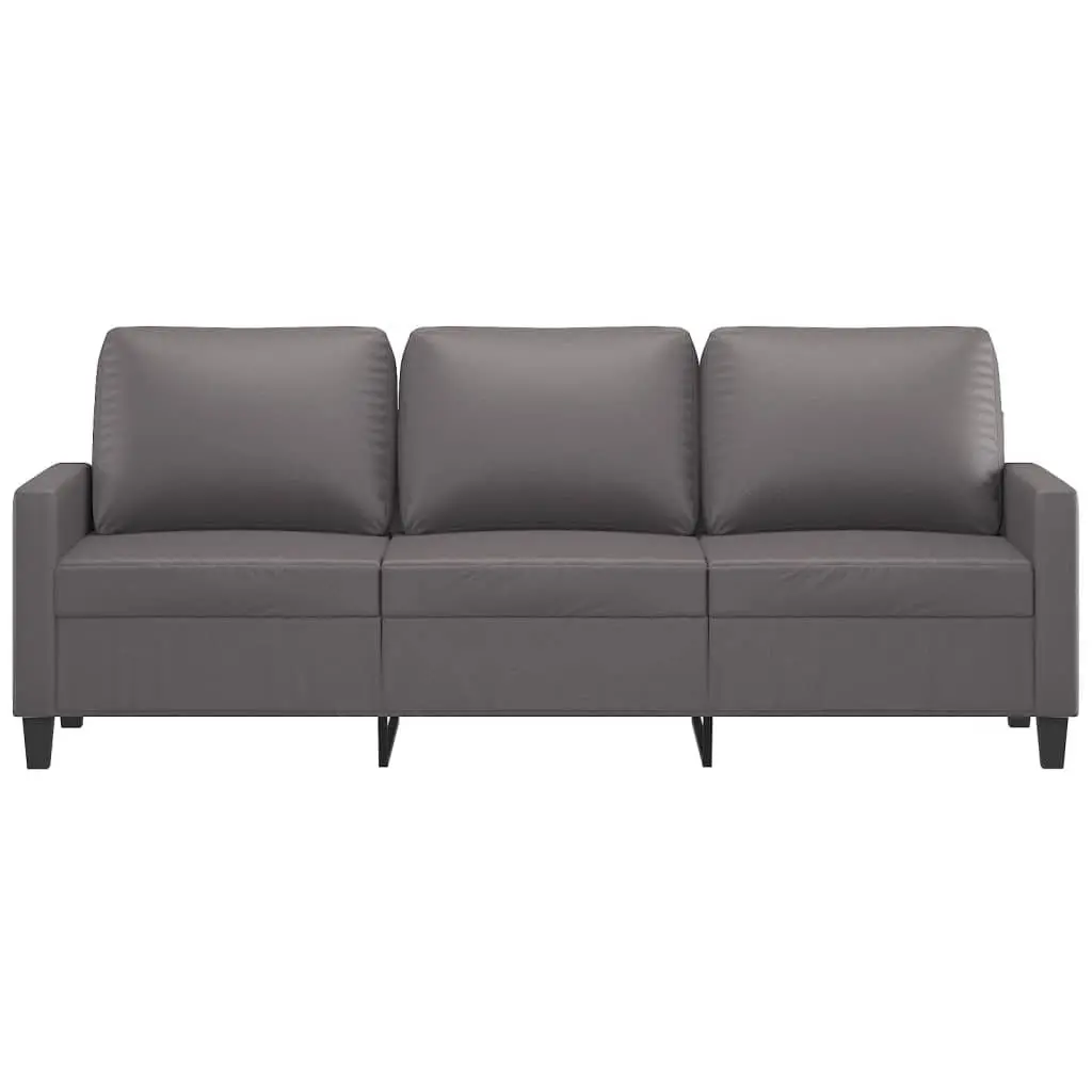 3-Seater Sofa Grey 180cm Faux Leather