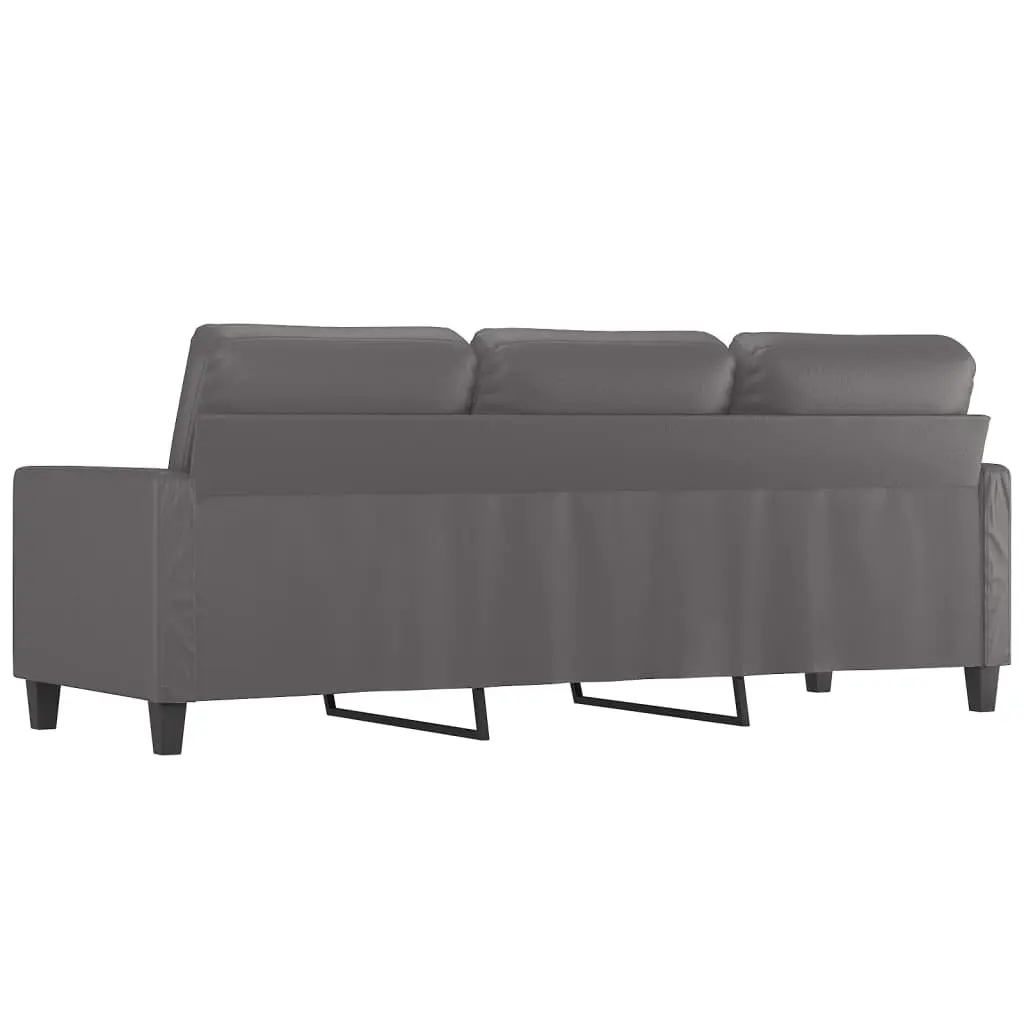3-Seater Sofa Grey 180cm Faux Leather