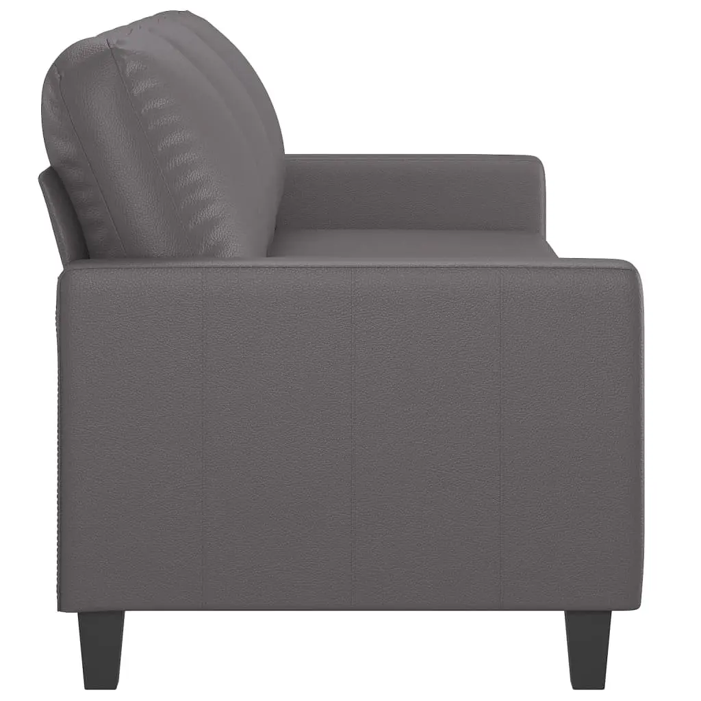 3-Seater Sofa Grey 180cm Faux Leather
