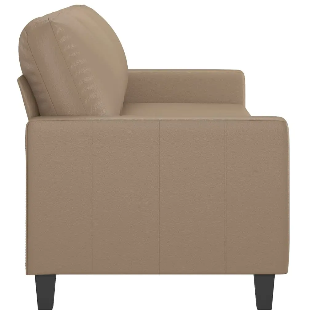 3-Seater Sofa Brown Faux Leather Modern 180cm Metal Frame