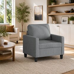 Padded Grey Fabric Armchair for Living Room Comfort