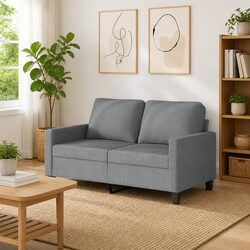 Comfortable 2-Seater Sofa in Grey Fabric