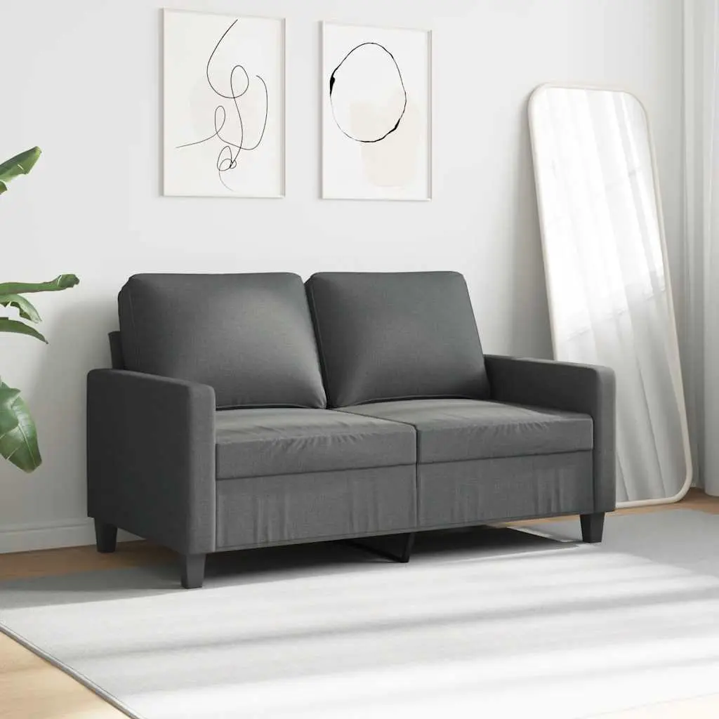 2-Seater Sofa Grey 120cm Fabric Metal Couch