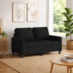Cozy 2-Seater Sofa in Black Fabric for Modern Living Rooms