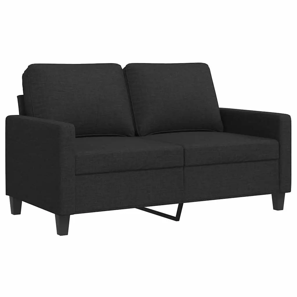2-Seater Sofa Black Fabric 120cm Modern Living Room Couch Padded Armrests